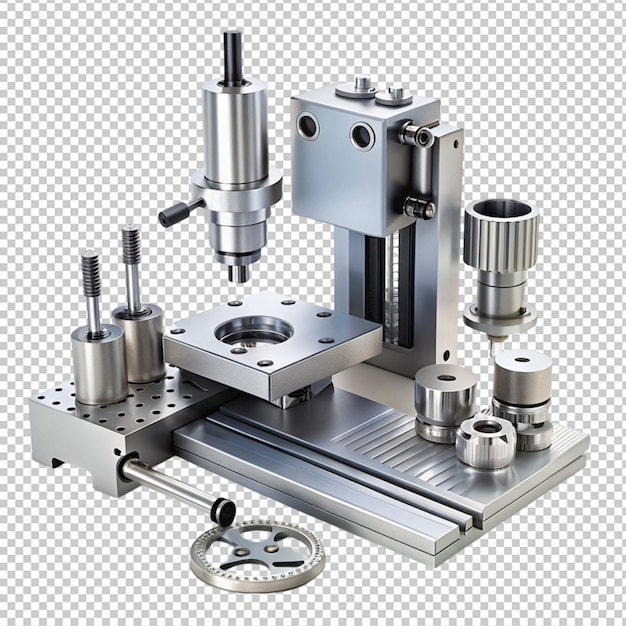 PSD cnc milling machine parts isolated on transparent background