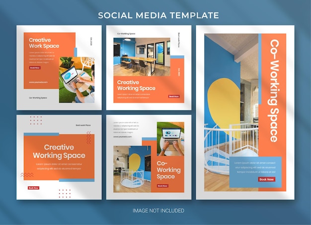 Co-working space social media business pack bundle template Premium Psd