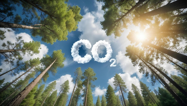 co2 symbol located in a lush forest