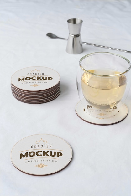 Coaster mockup in real context