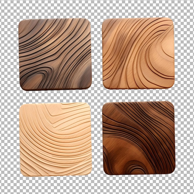 PSD coasters collection isolated on transparent background png cutout