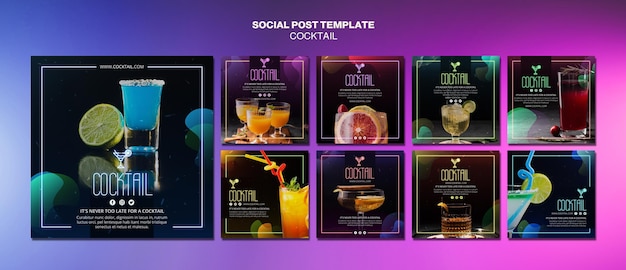 PSD cocktail concept social media post template