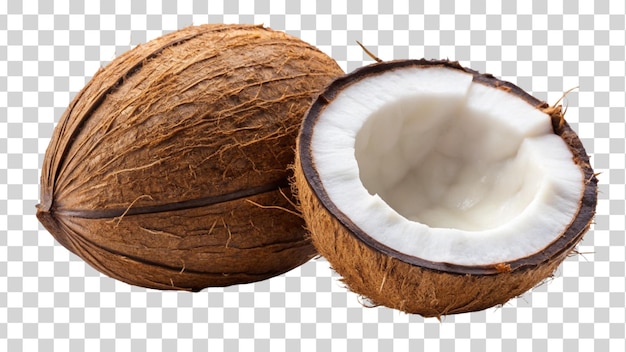 Coconut Coconut half with slice and piece isolated on Transparent background