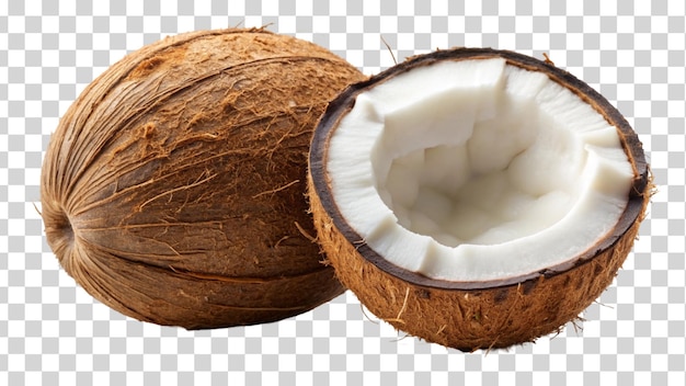 Coconut Coconut half with slice and piece isolated on Transparent background