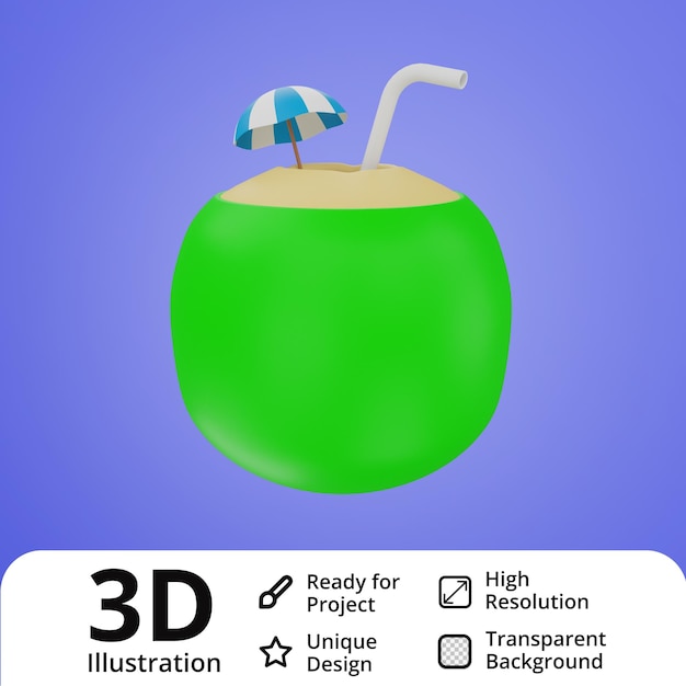 coconut drink 3d illustration