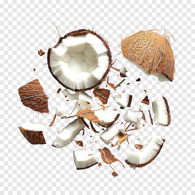 PSD coconut flakes or chips isolated on a transparent background