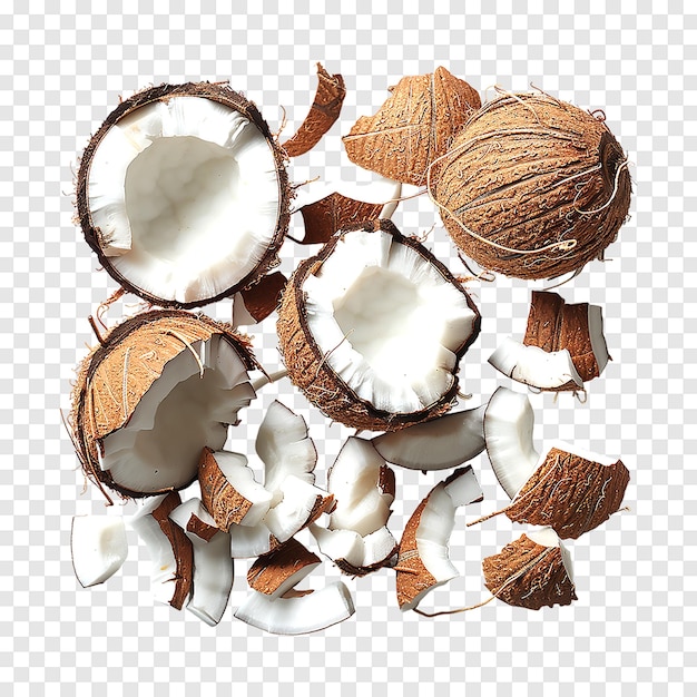 PSD coconut flakes or chips isolated on a transparent background