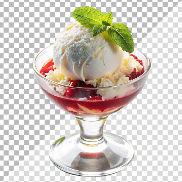 PSD coconut ice cream with jelly on transparent background