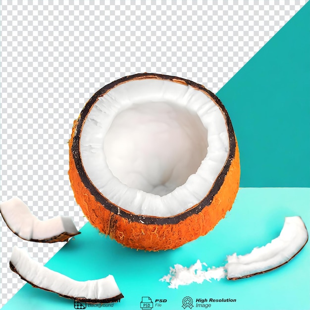 The coconut meat is peeled isolated on transparent background