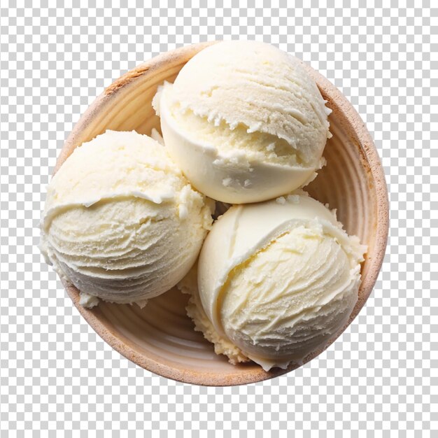 Coconut milk ice cream top veiw isolated on transparent background