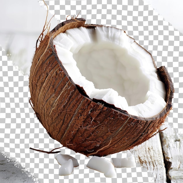 a coconut that is cut in half and has a hole in it