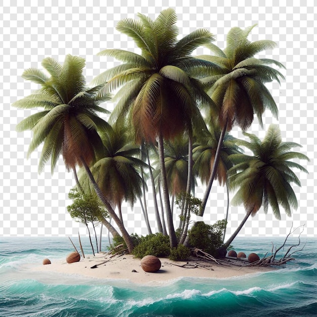 PSD coconut trees isolated on transparent background