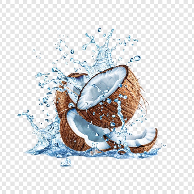 PSD coconut water splash on transparent background