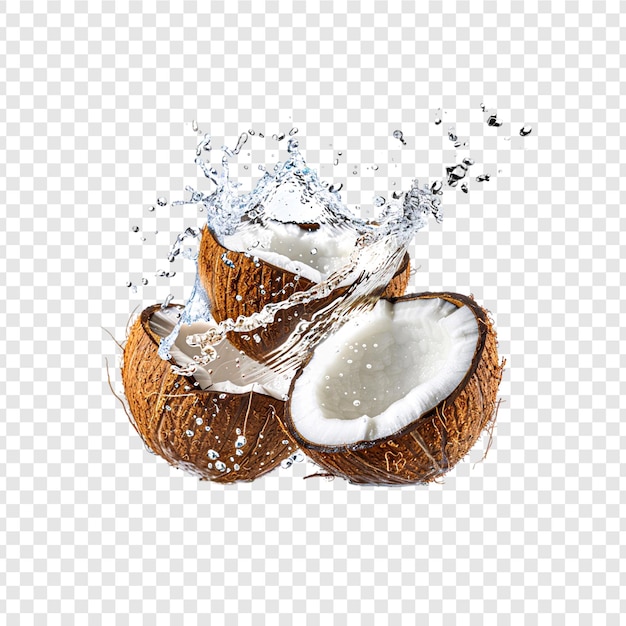 Coconut water splash on transparent background