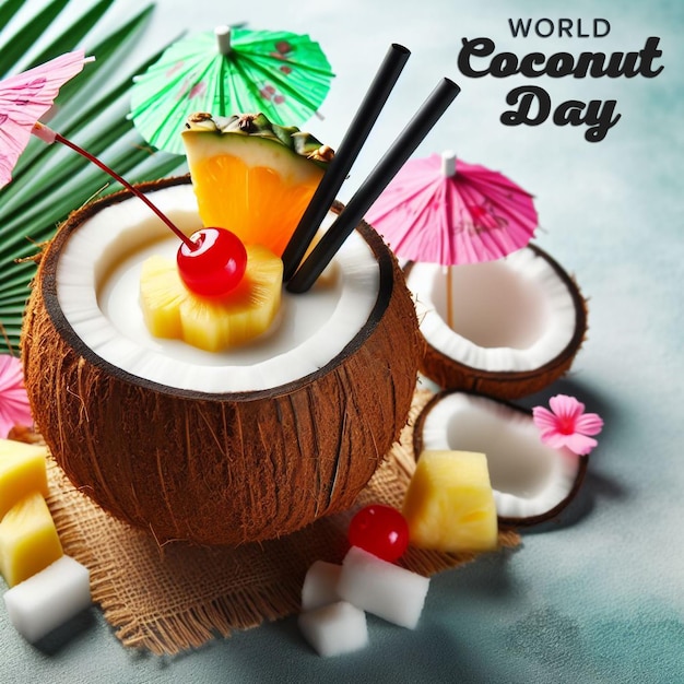 coconut with a coconut and a coconut with the words coconut on it