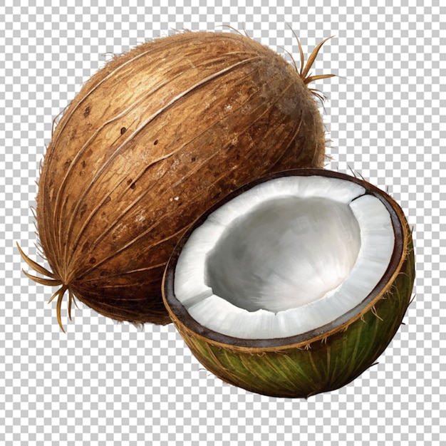 A coconut with a white shell