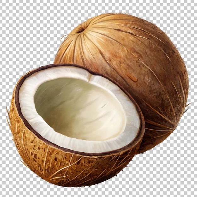 A coconut with a white shell