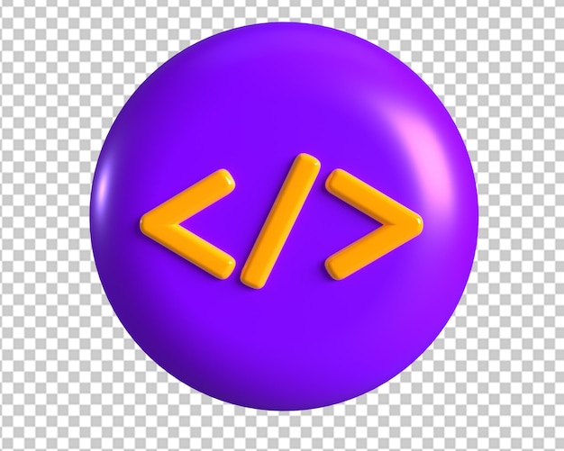 Code html purple icon 3d render