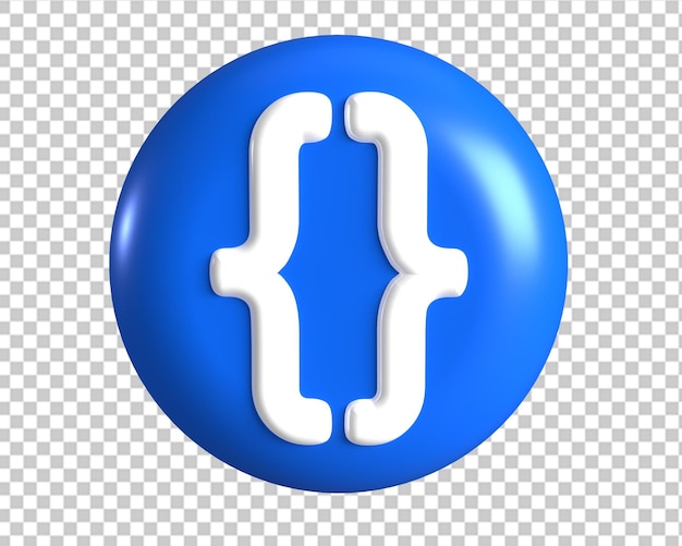 Code icon blue circle sign 3d render