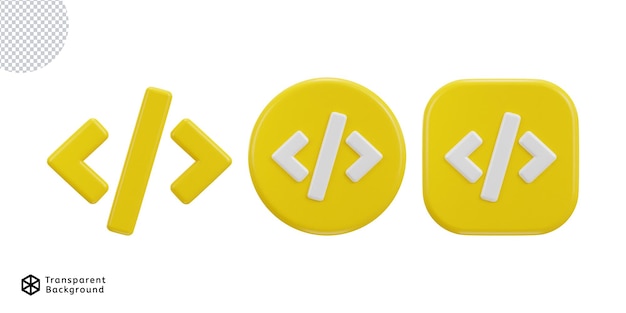 code icon set 3d rendering symbol of web development