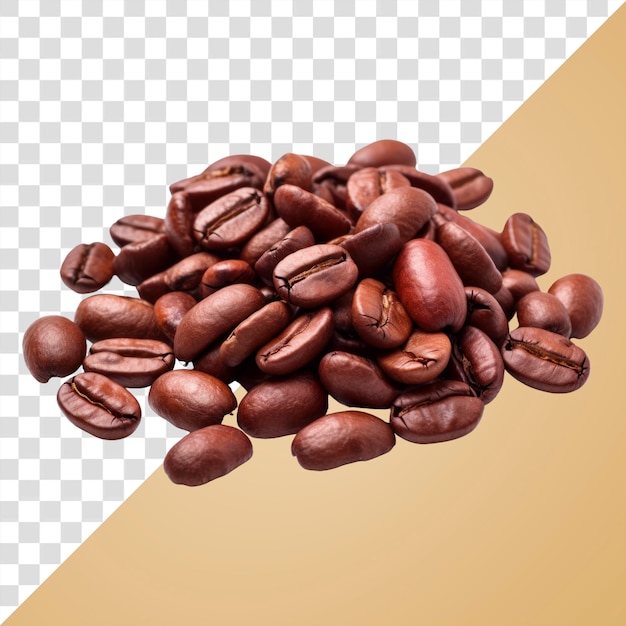 Coffe beans coffee red white background