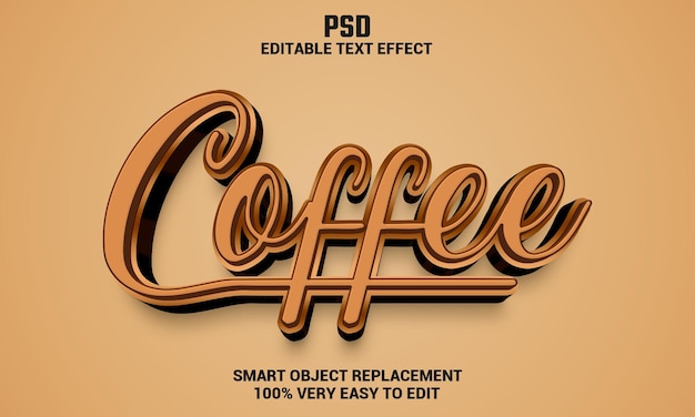 Coffee 3d editable text effect with background Premium Psd