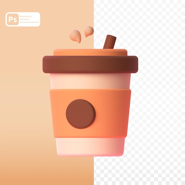 Coffee in 3d render for graphic asset web presentation or other