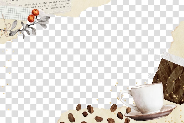 PSD coffee aesthetic png border transparent background