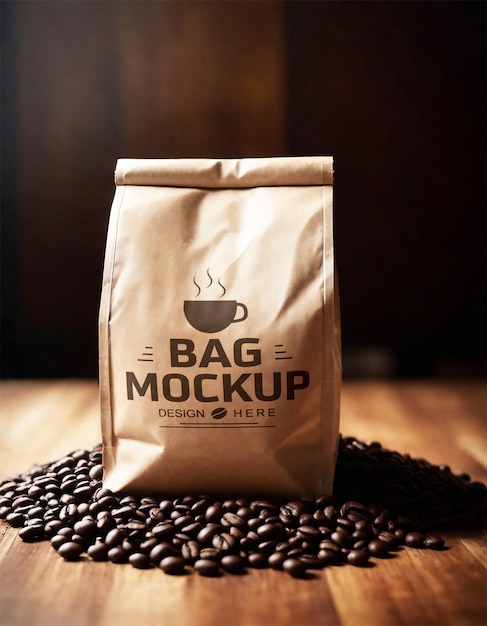 coffee bag mockup and coffee beans