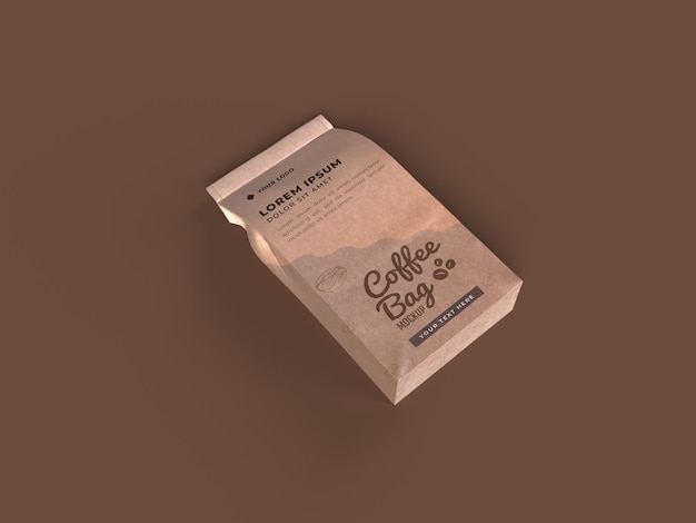 Coffee bag mockup design with brown background