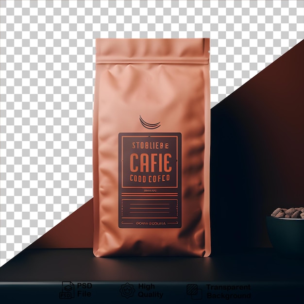 coffee bag mockup isolated on transparent background include png file