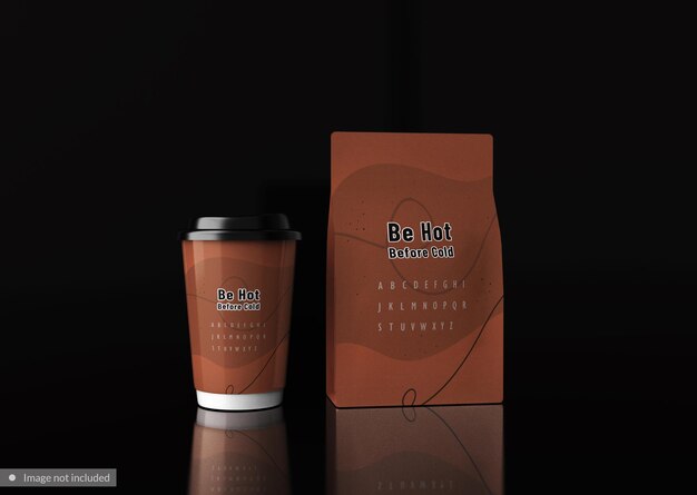 PSD coffee bag with cup