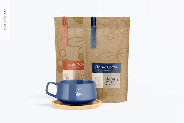 Coffee Bags with Label Mockup