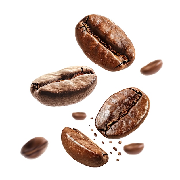 PSD coffee beans isolated on transparent background 3d illustration