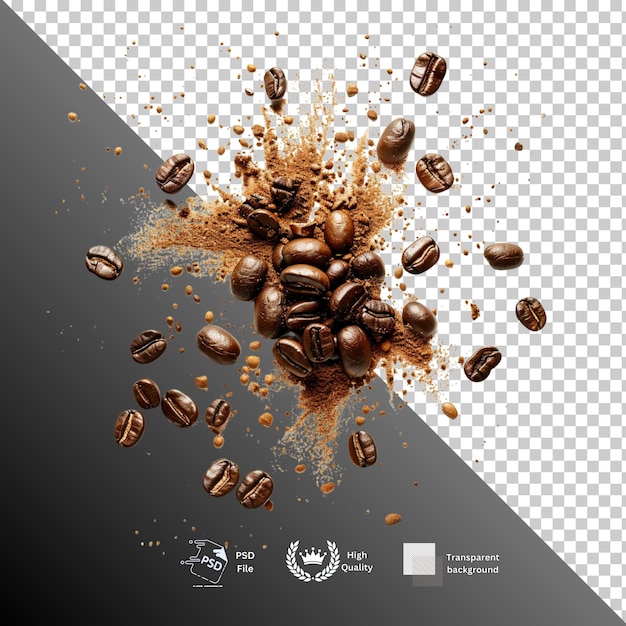 PSD coffee beans isolated on transparent background