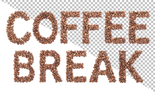 Coffee Break word made from coffee beans