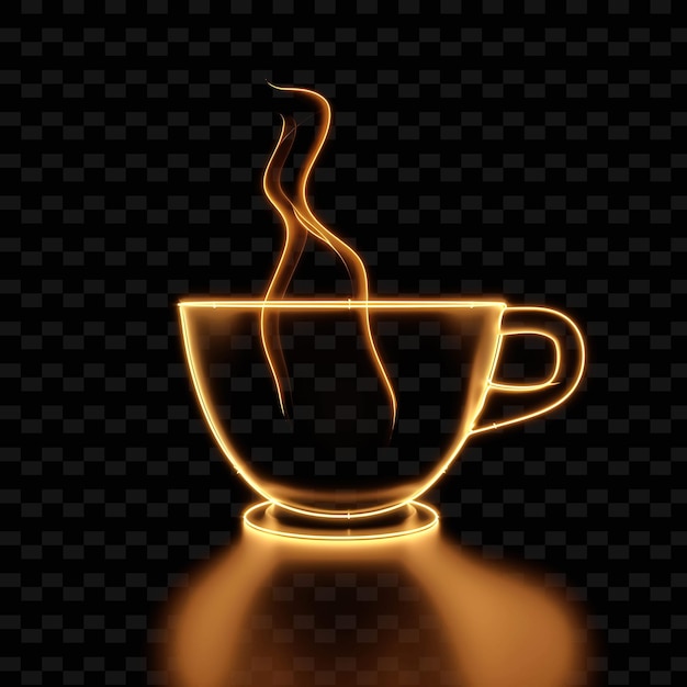 PSD coffee cup 3d icon with steam rising made with frosted glass png trendy neon color shape