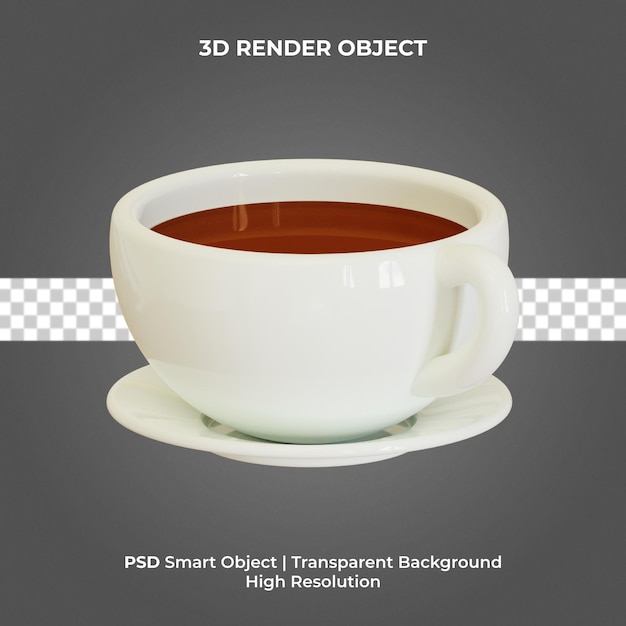 Coffee cup 3d render isolated premium psd