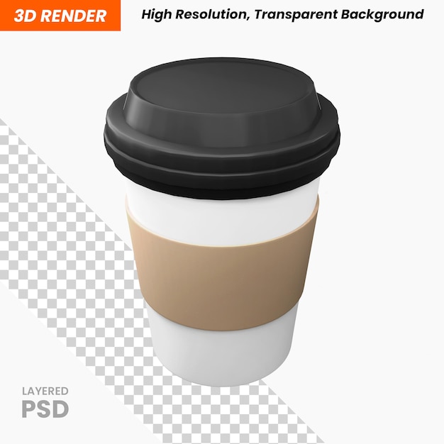 Coffee Cup 3D rendered object isolated transparent background