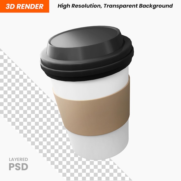 Coffee Cup 3D rendered object isolated transparent background