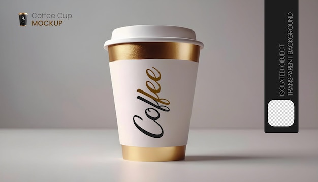 PSD coffee cup mockup 3d png object for coffee or beverage product design