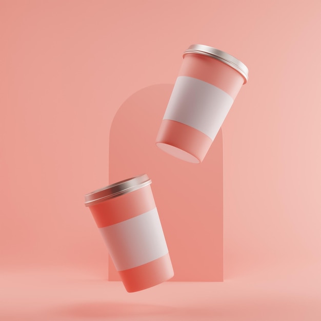 Coffee cup mockup floating isolated