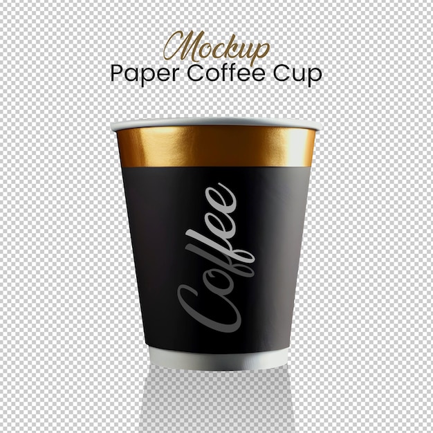 PSD coffee cup template one time tea cup craft drinkware png with golden wrapped paper