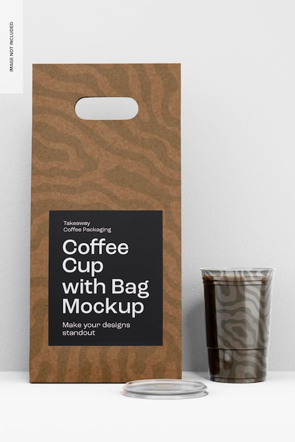 Coffee Cup with Bag Mockup, Front View