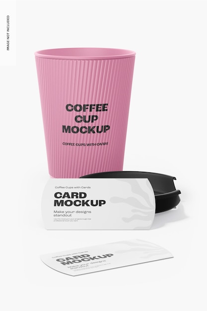 Coffee Cup with Cards Mockup, Front View