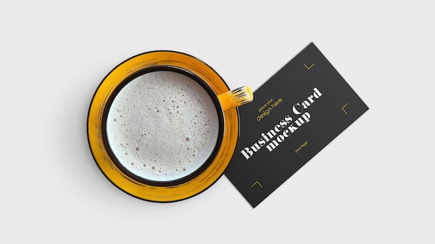 Coffee cup with professional business card mockup