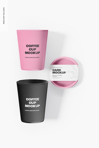 Coffee Cups with Card Mockup, Top View