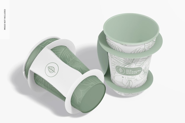 Coffee Cups with Handle Mockup Side View