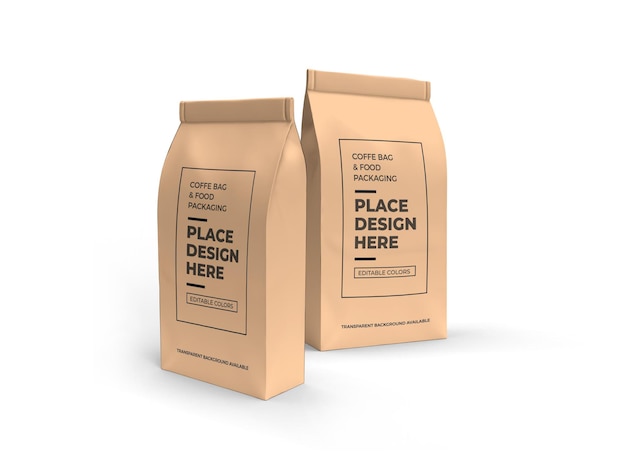 Coffee and Food Bag Packaging Mockup