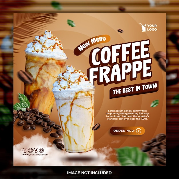 Coffee frappe drink social media post or flyer template